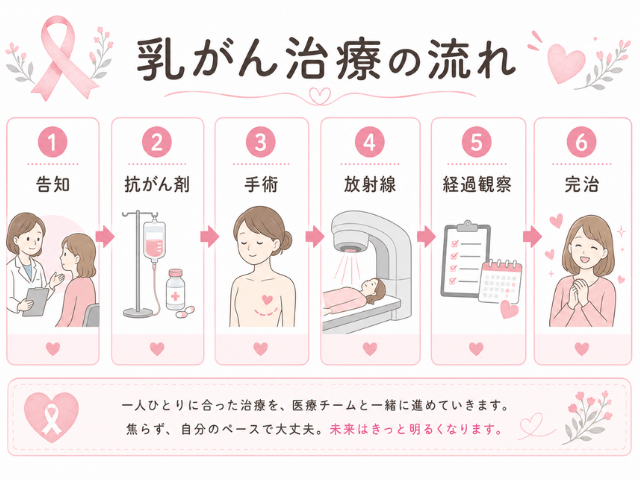 トリプルネガティブ乳がんの告知から完治までの治療の流れ