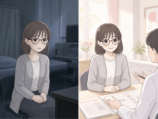 12年前と現在の乳がん治療の進歩を表すイラスト
