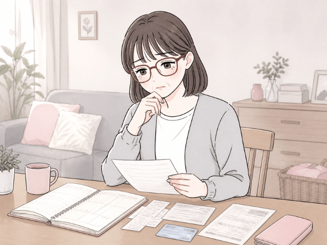 治療費や保険の書類を前に不安を感じる女性