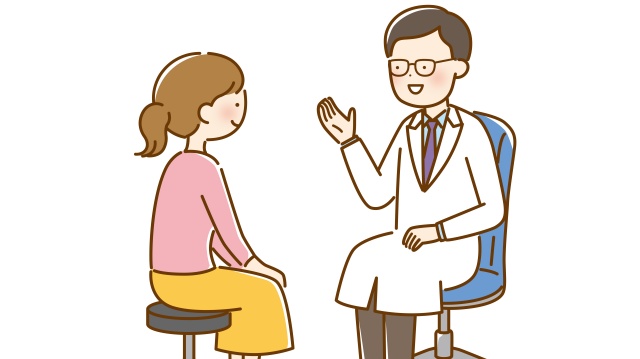 診察室での医師と患者のイラスト
