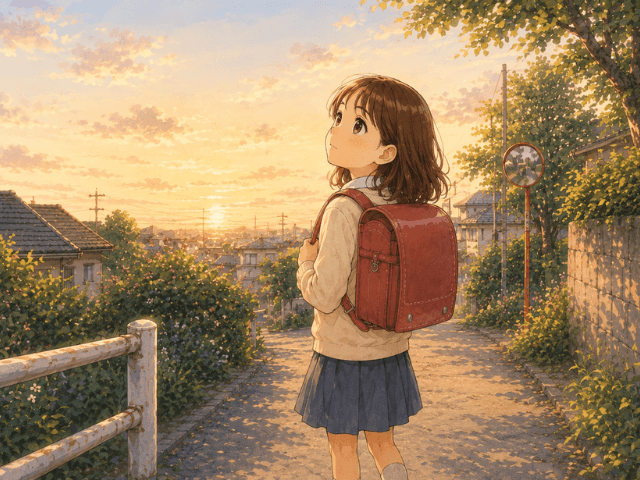 小学生時代を静かに振り返るような女の子の回想イラスト