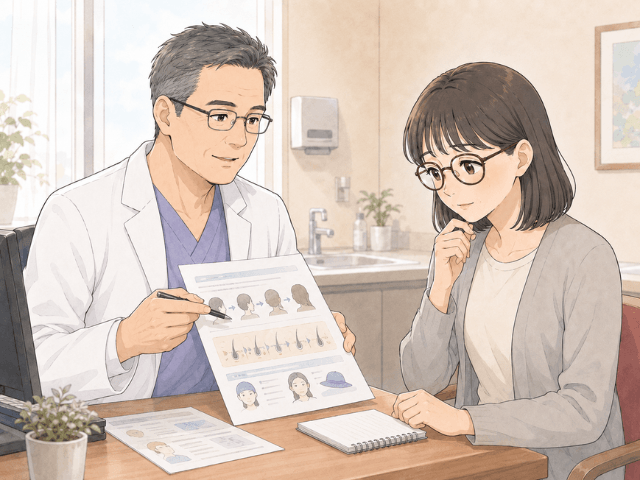 抗がん剤による脱毛について医療者に相談する女性の漫画