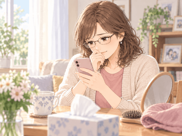 妹から届いた言葉を何度も読み返し、静かに思いを巡らせる姉のイラスト