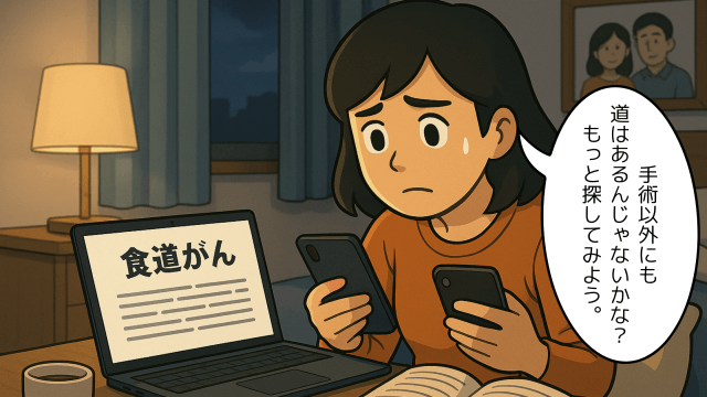 情報を集める妻のイラスト