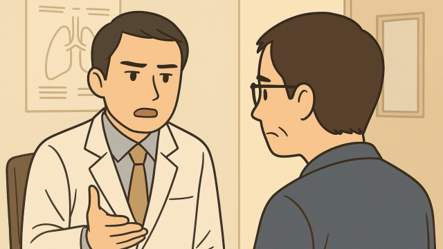 医師が治療について患者に話すシーンのイラスト