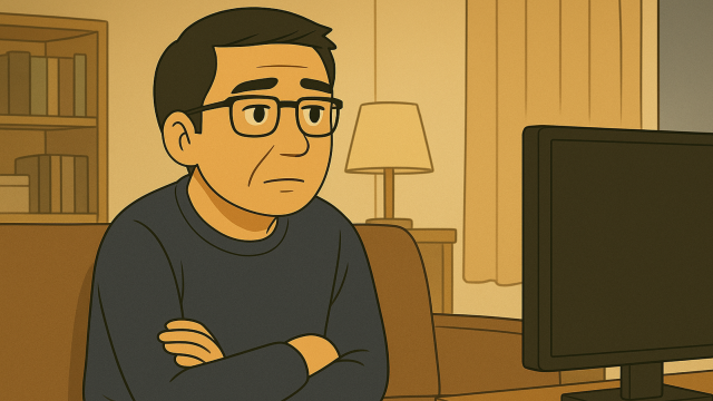 テレビを上の空で見る夫のイラスト