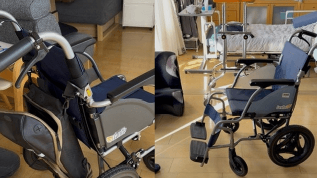 在宅医療でレンタルしたベッドと車椅子の写真